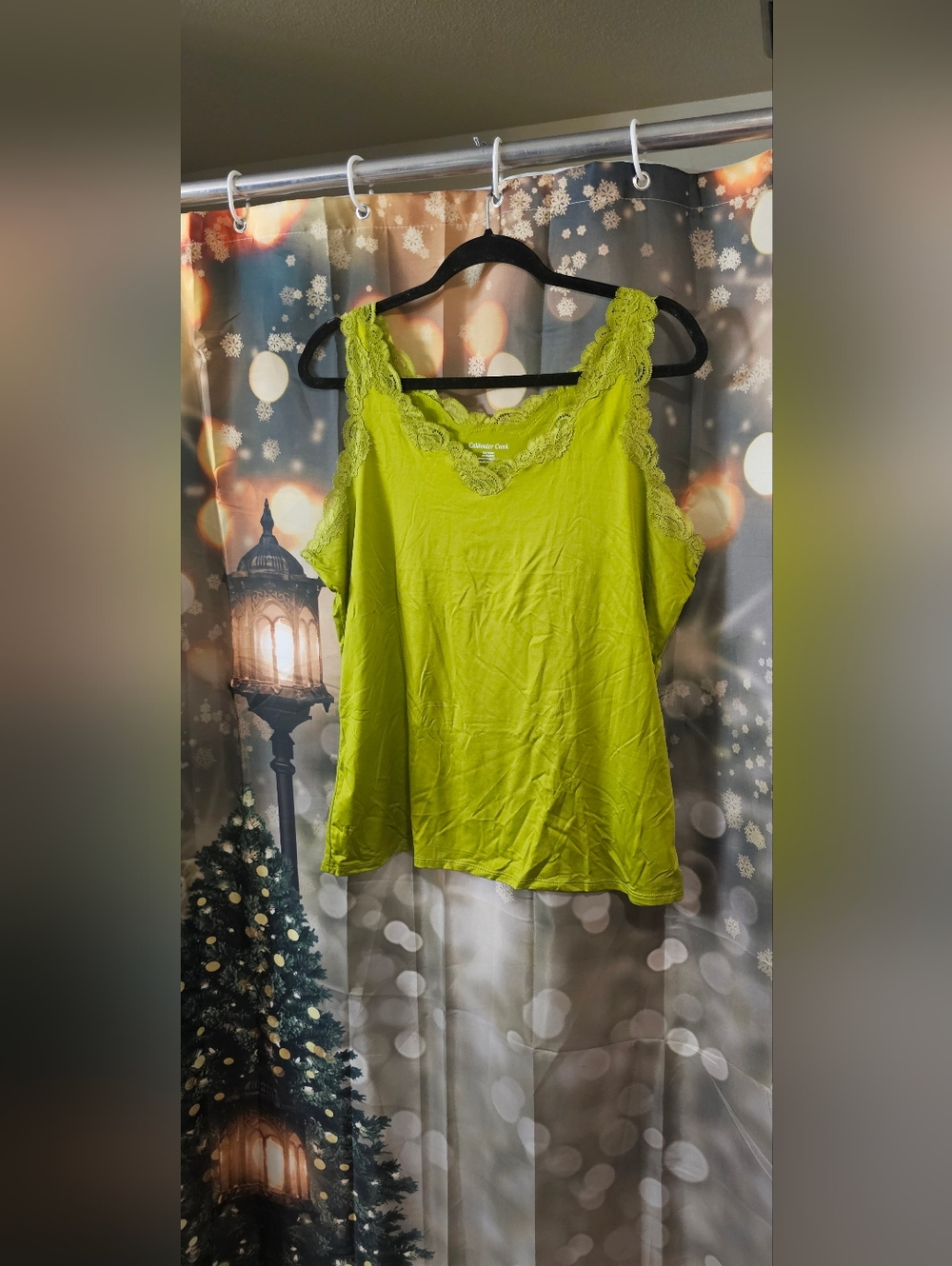 Coldwater Creek Lime Green Lace-Trim Camisole